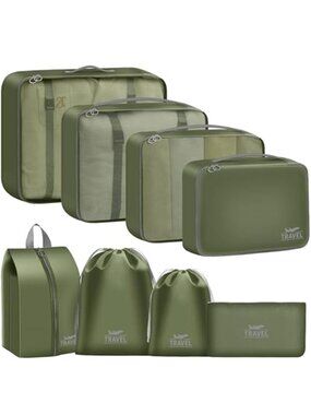 8 Piece Packing Cubes Travel Organizer Luggage Storage Bags Suitcase Set